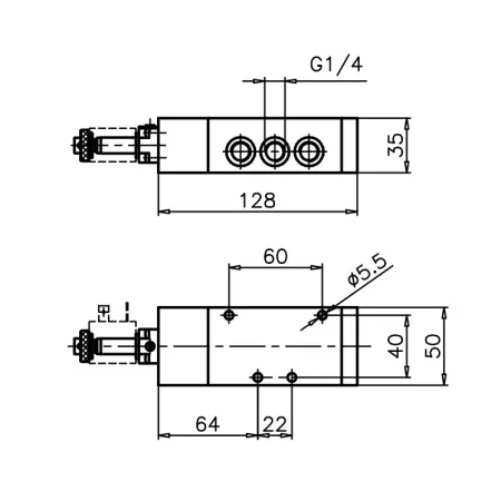 Elektrozawór 5/2 powrót sprężyną, Pneumax 464/1.52.0.1.M2
